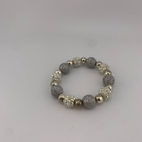 Shimmering Silver & Iridescent Beaded Bracelet - Picture 8 of 8